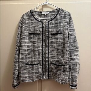 Emily Daniels Blazer Tweed Boucle Zip Front